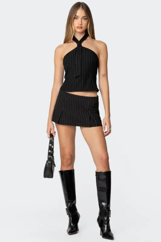 Karine Pinstripe Pleated Mini Skort sold by Edikted