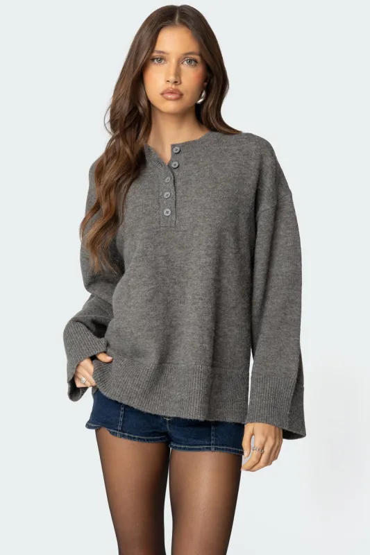 Montana Oversized Button Sweater sold by Edikted