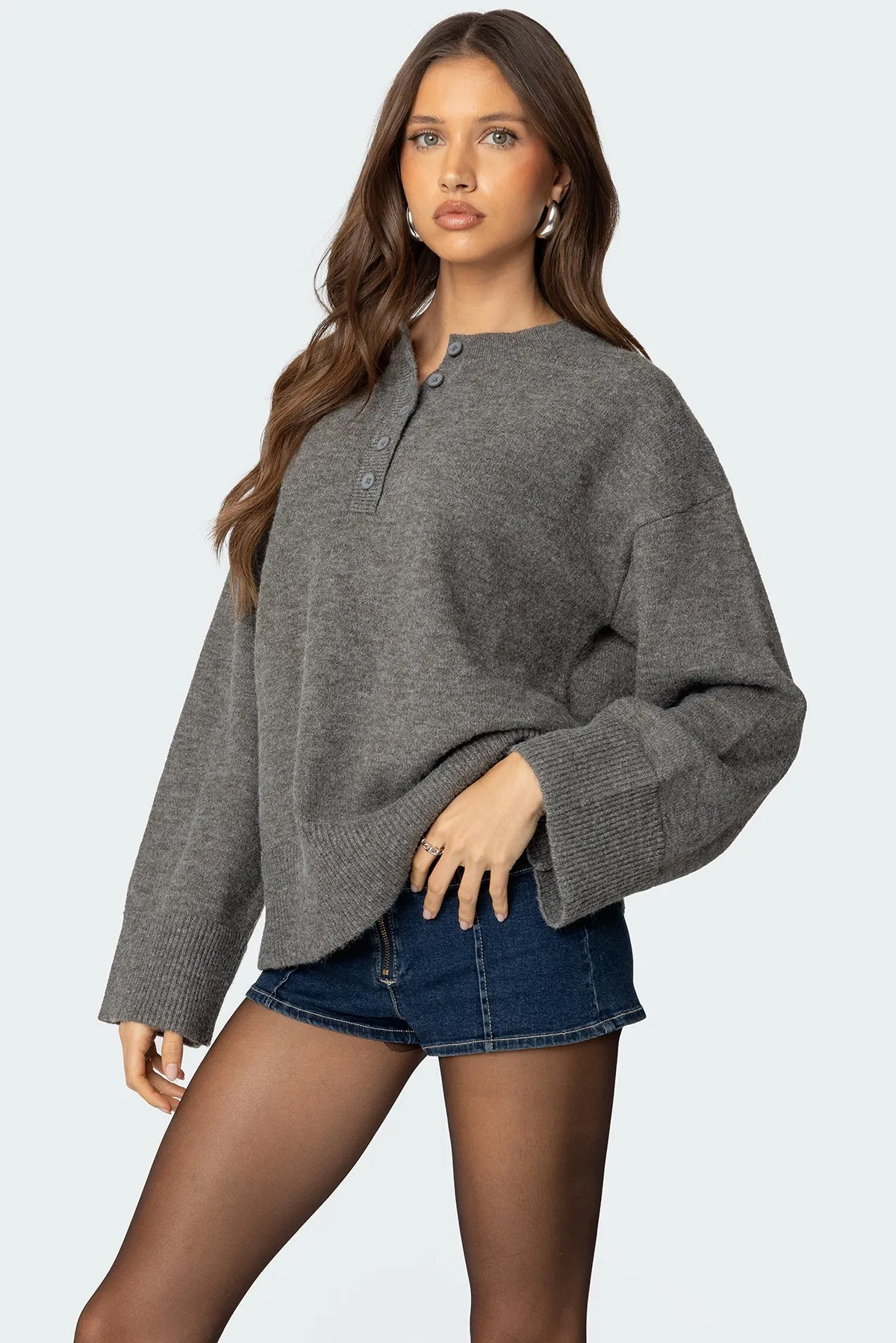 Montana Oversized Button Sweater sold by Edikted product image thumbnail 5