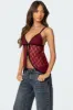 Maude Tie Front Sheer Lace Top sold by Edikted