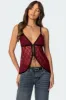 Maude Tie Front Sheer Lace Top sold by Edikted