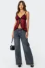 Maude Tie Front Sheer Lace Top sold by Edikted