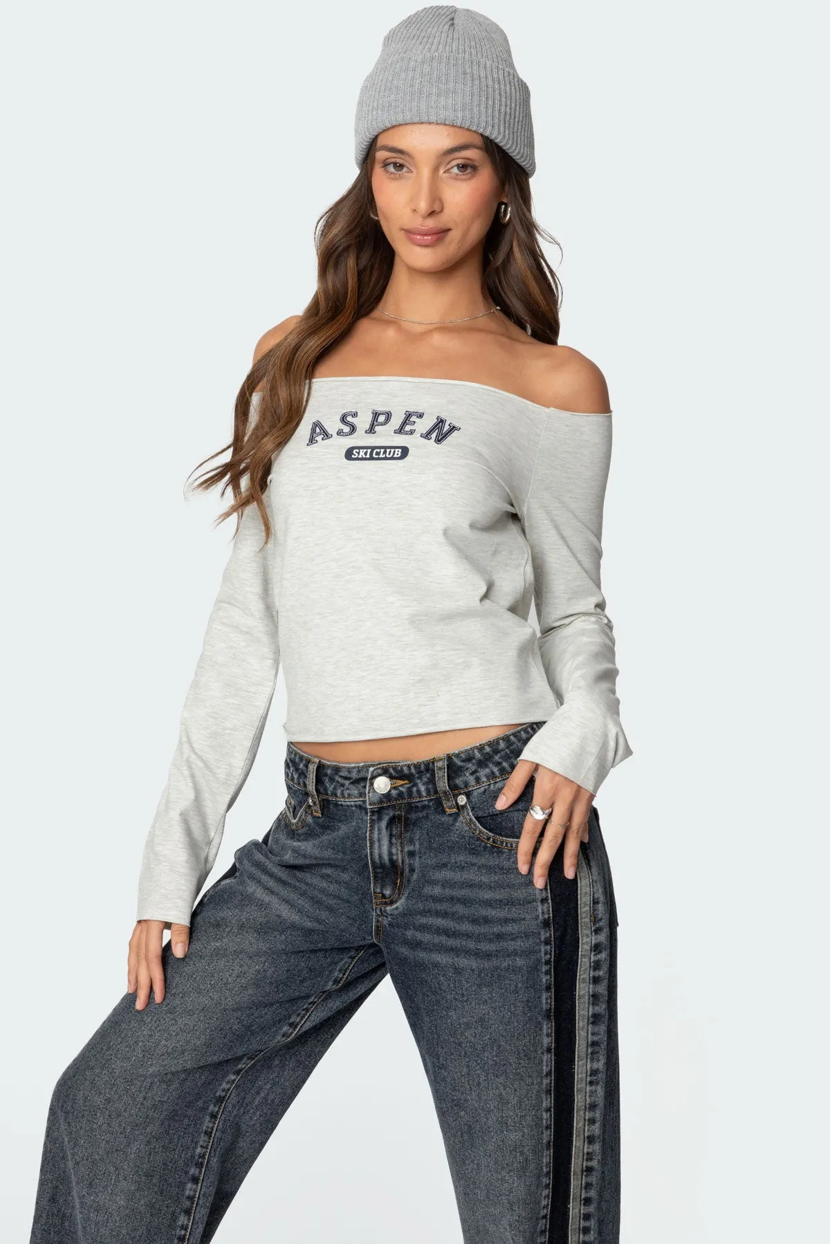 Aspen Ski Club Off Shoulder Top sold by Edikted product image thumbnail 4