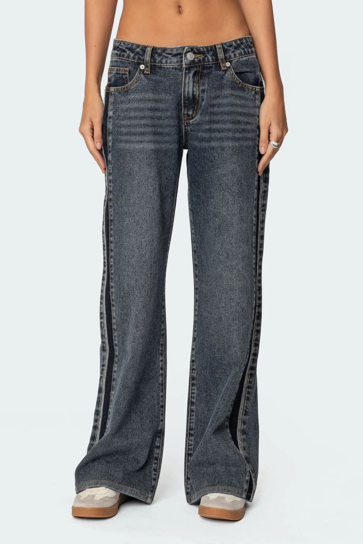 Contrast Panel Low Rise Baggy Jeans sold by Edikted product image thumbnail 2
