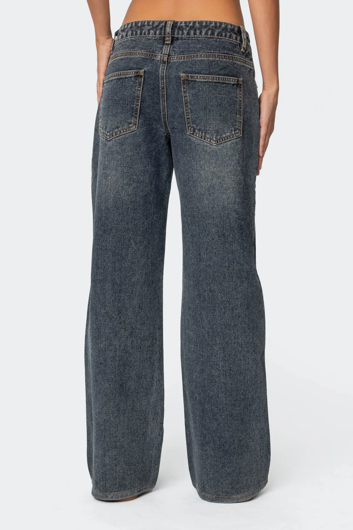 Contrast Panel Low Rise Baggy Jeans sold by Edikted product image thumbnail 5