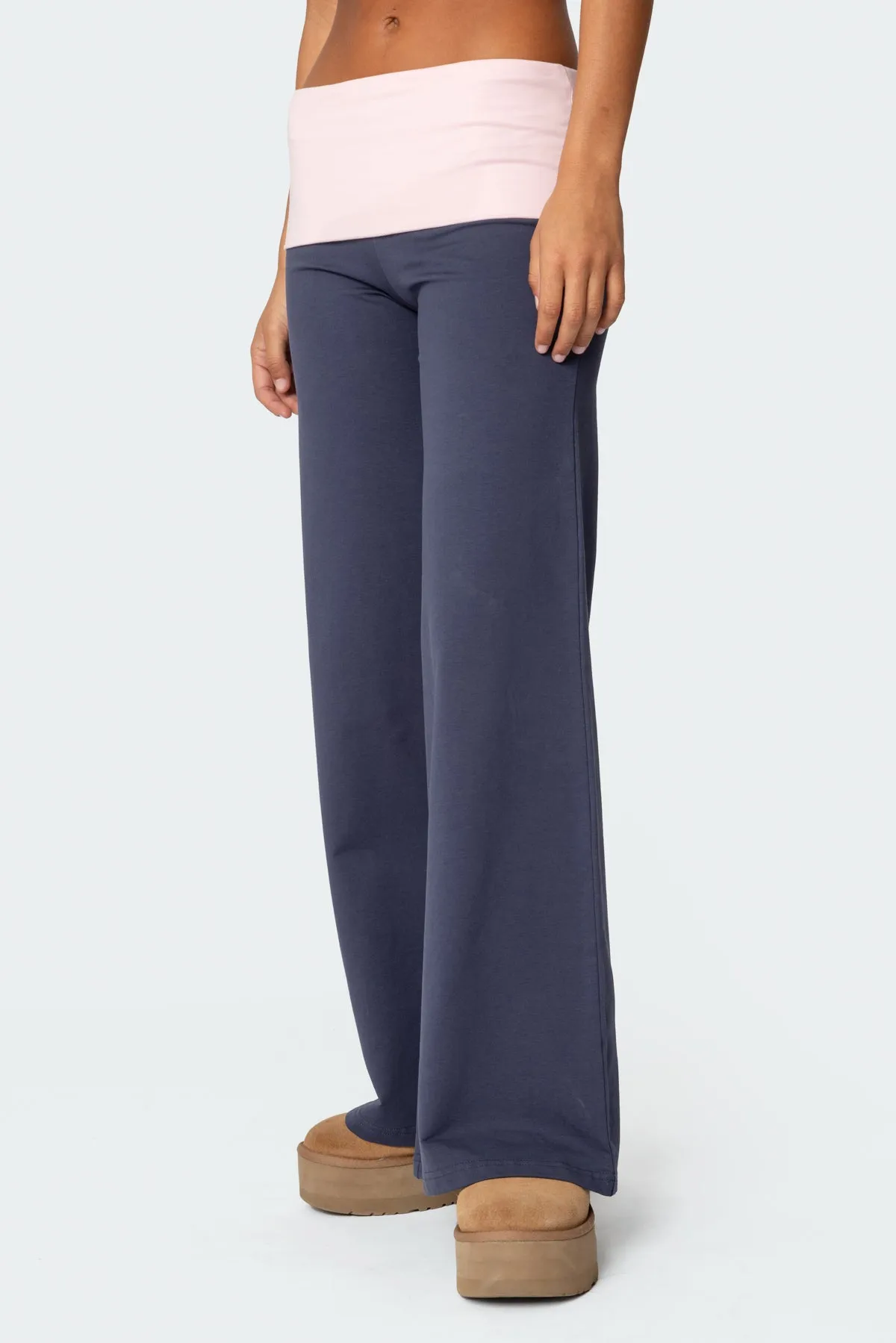 Wide Leg Contrast Fold Over Pants sold by Edikted product image thumbnail 4