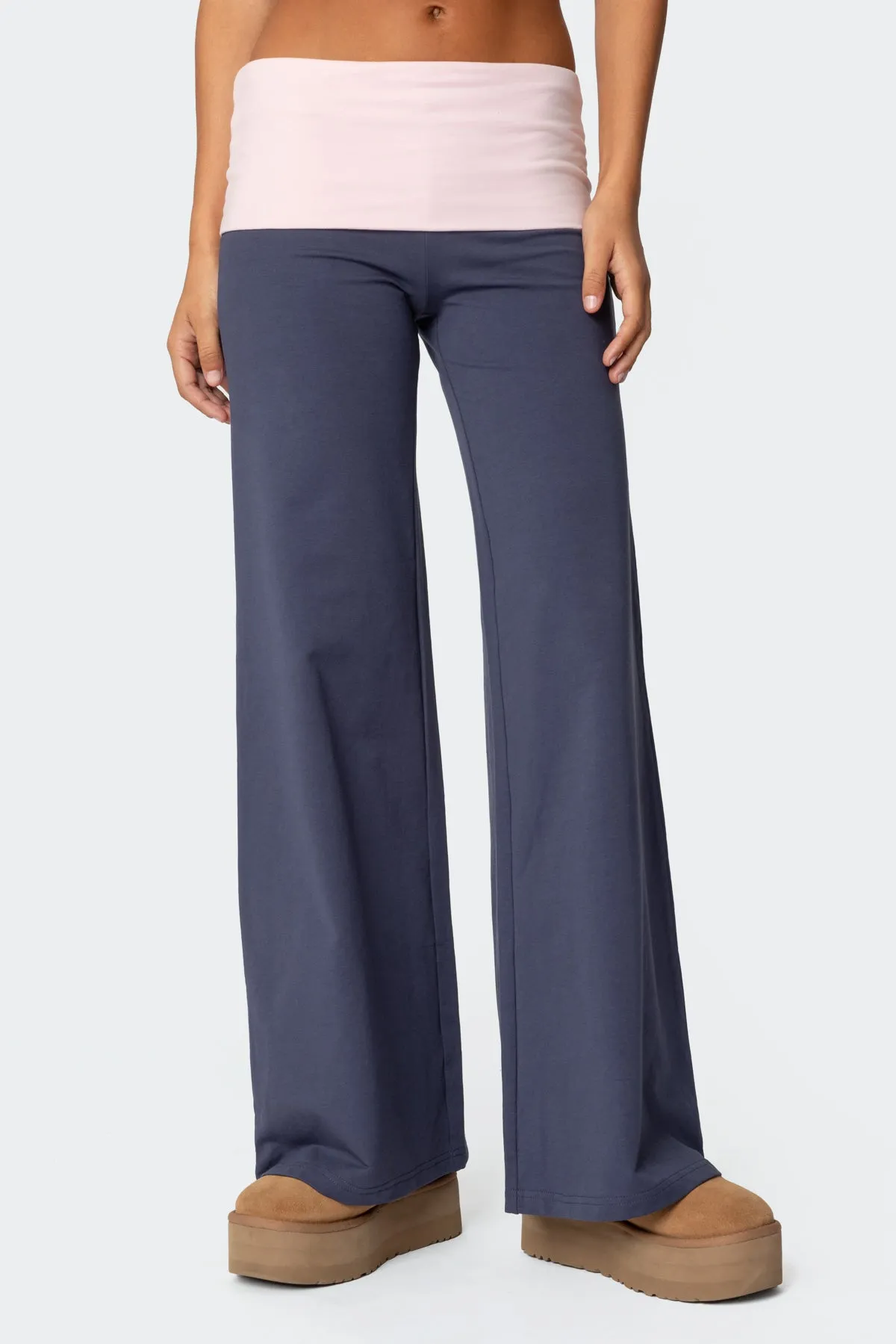 Wide Leg Contrast Fold Over Pants sold by Edikted product image thumbnail 2