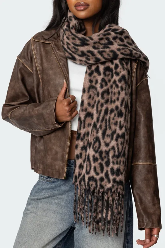 Chunky Leopard Scarf sold by Edikted