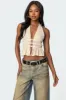 Studded Split Front Backless Halter Top sold by Edikted