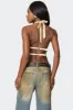 Studded Split Front Backless Halter Top sold by Edikted