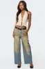 Studded Split Front Backless Halter Top sold by Edikted