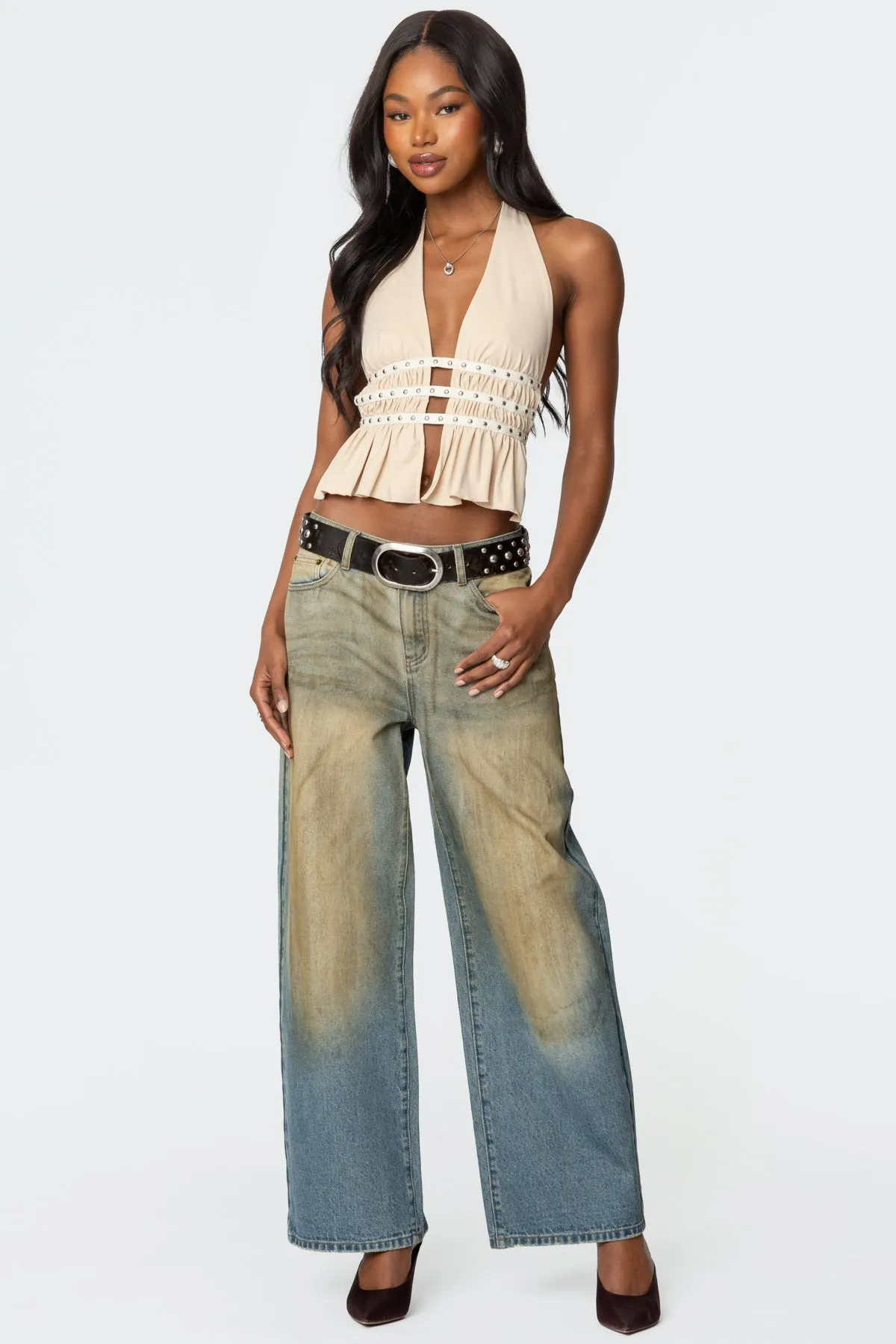 Studded Split Front Backless Halter Top sold by Edikted product image thumbnail 4