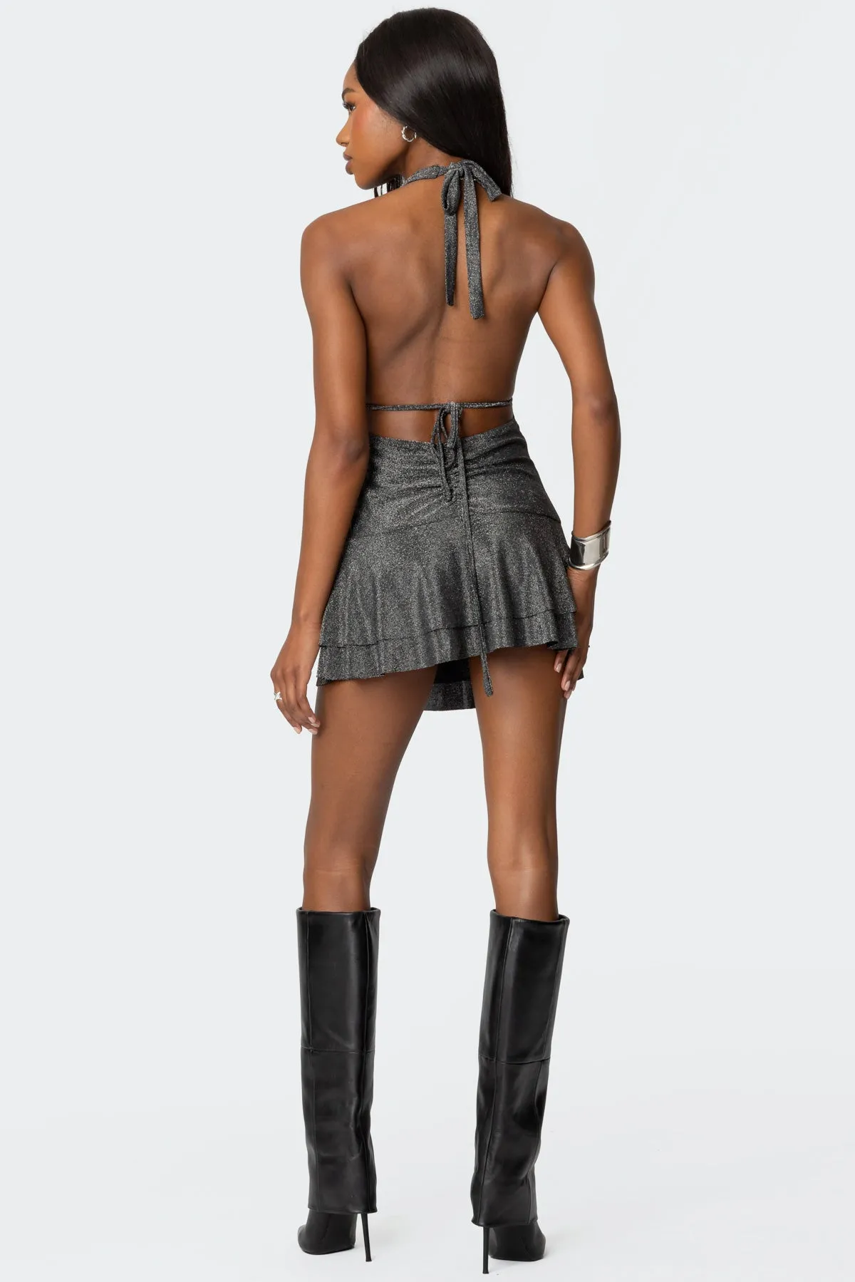 Metallic Backless Halter Mini Dress sold by Edikted product image thumbnail 5