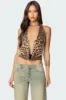 Sequin Leopard Printed Cowl Neck Top sold by Edikted