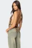 Sequin Leopard Printed Cowl Neck Top sold by Edikted