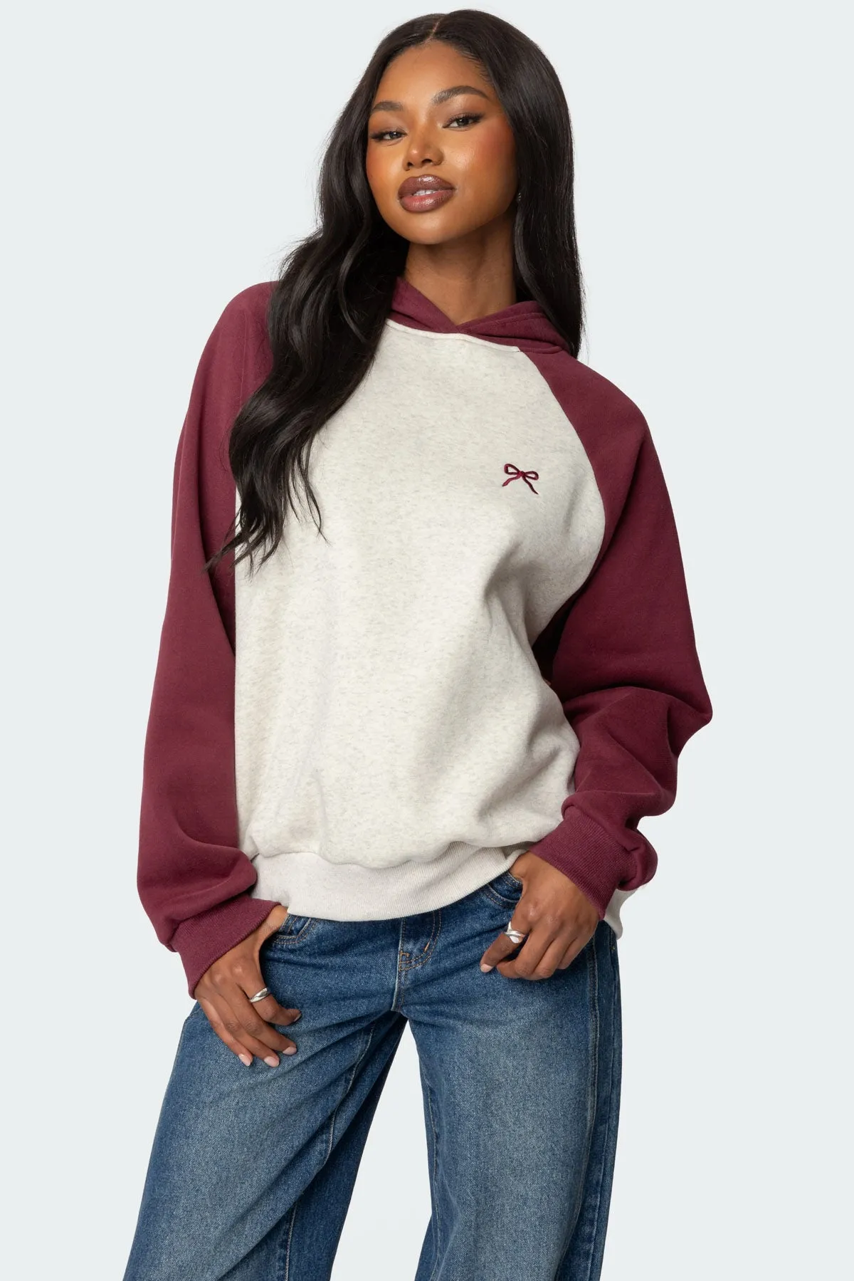 Raglan Bow Oversized Hoodie sold by Edikted