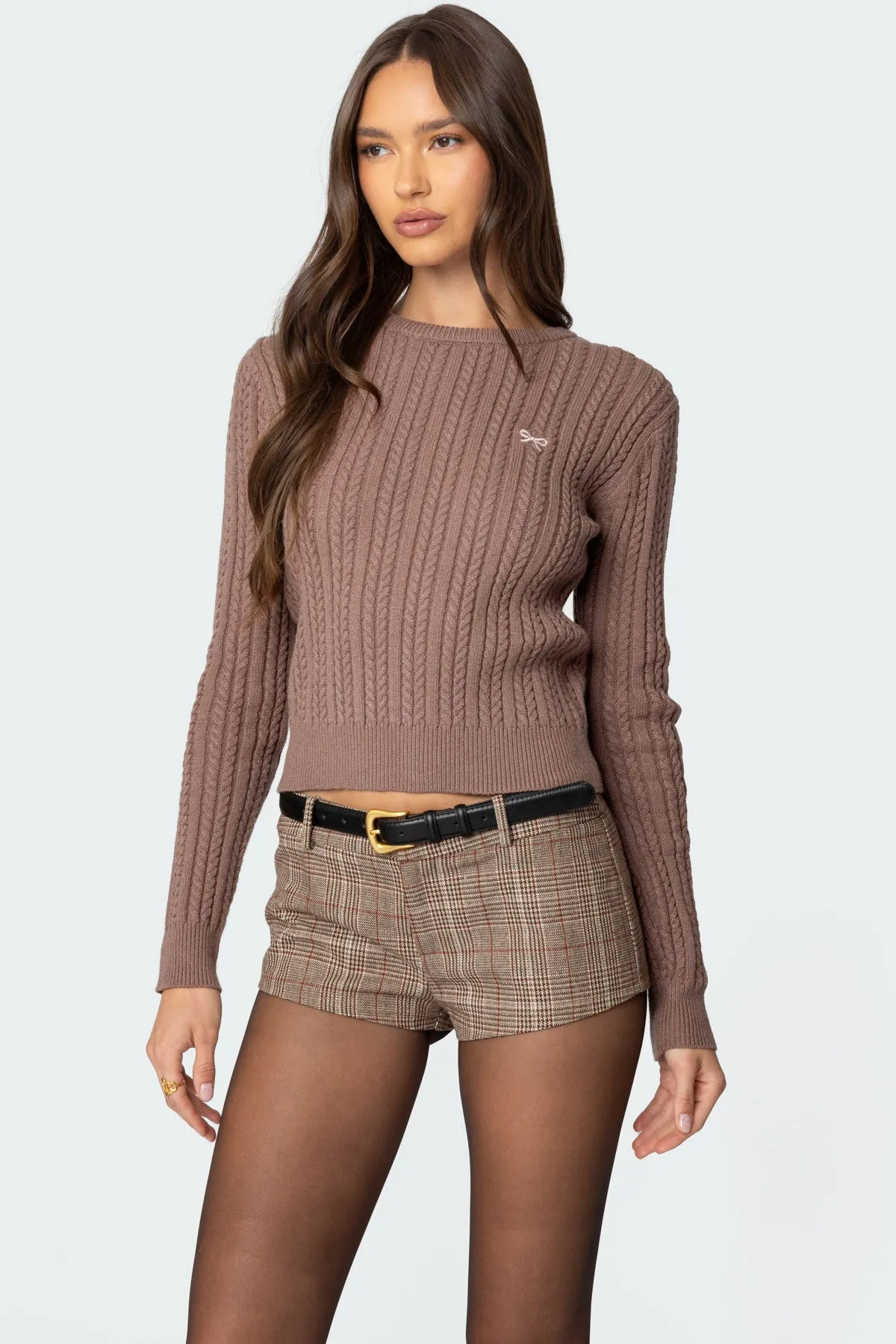 Beverly Bow Cable Knit Sweater sold by Edikted