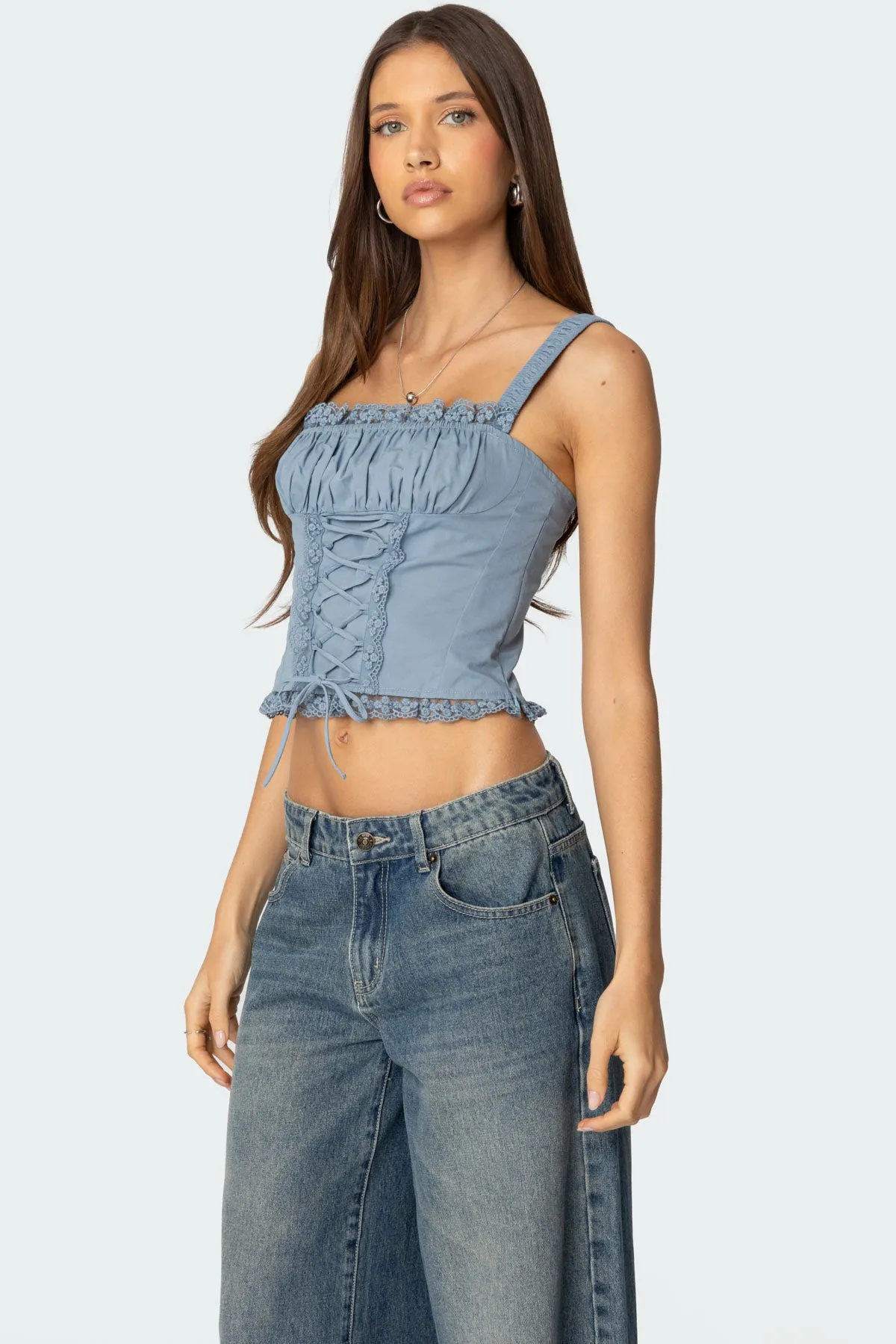 Juliet Ruched Lace Up Corset sold by Edikted product image thumbnail 3