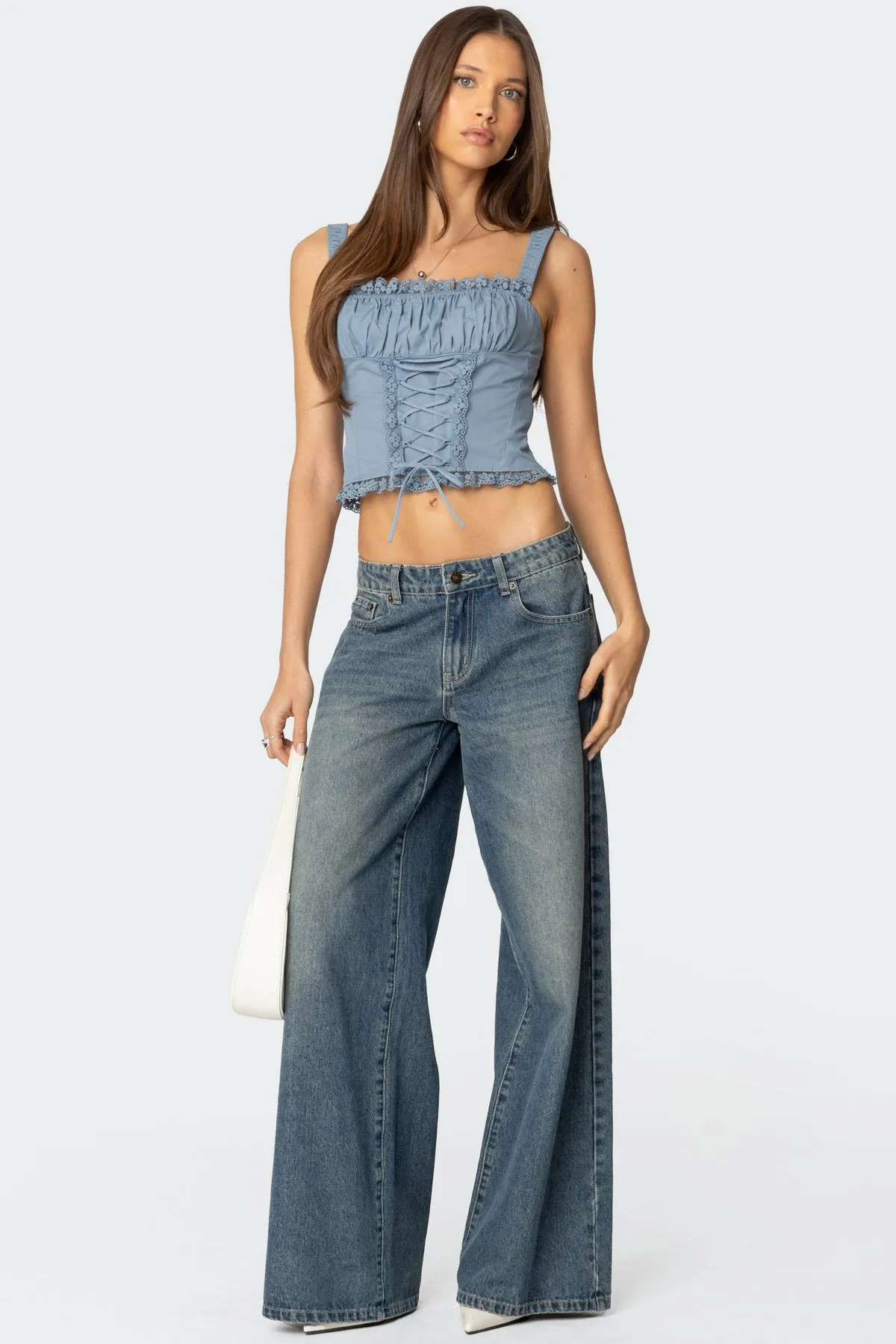 Juliet Ruched Lace Up Corset sold by Edikted product image thumbnail 2