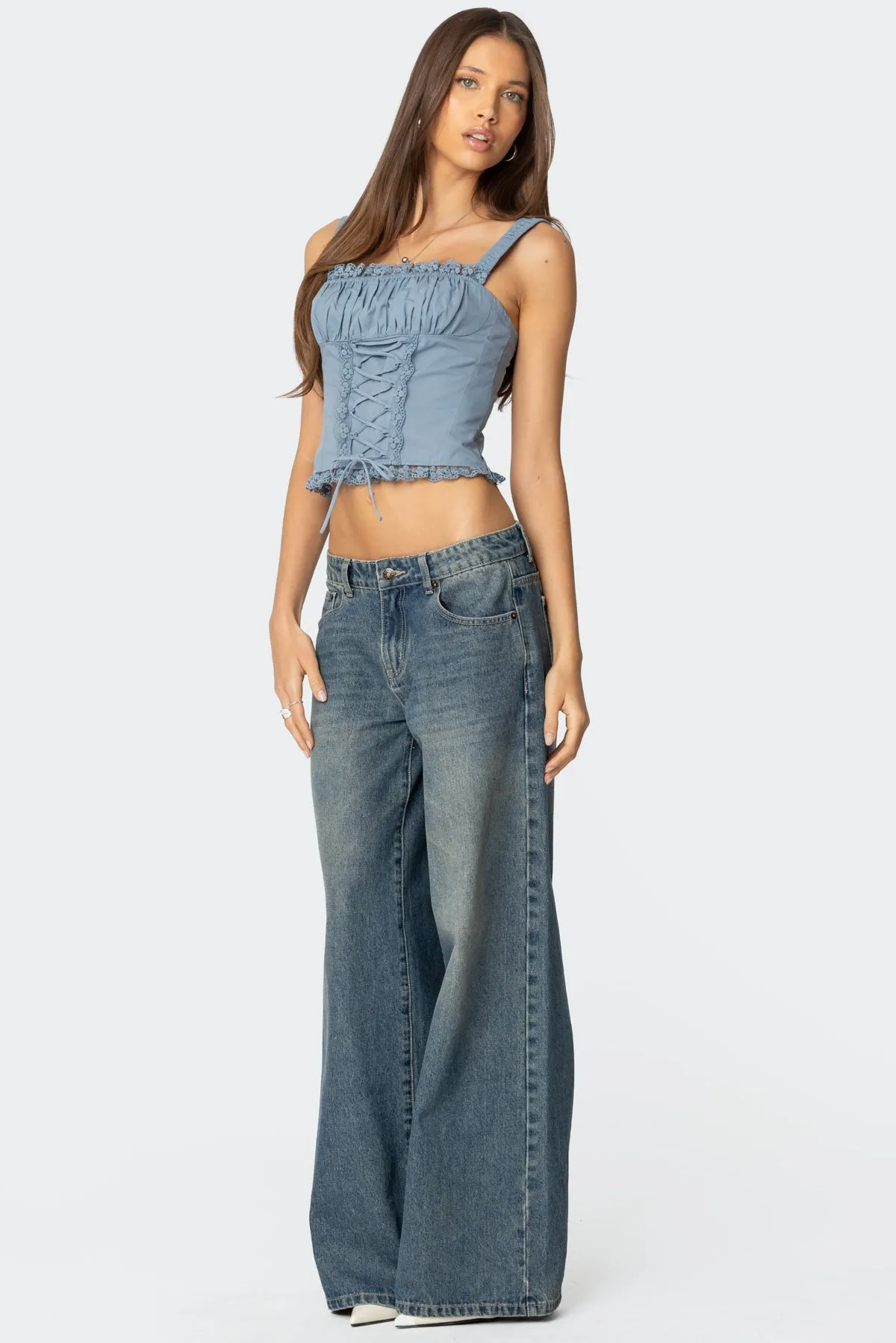 Juliet Ruched Lace Up Corset sold by Edikted product image thumbnail 4