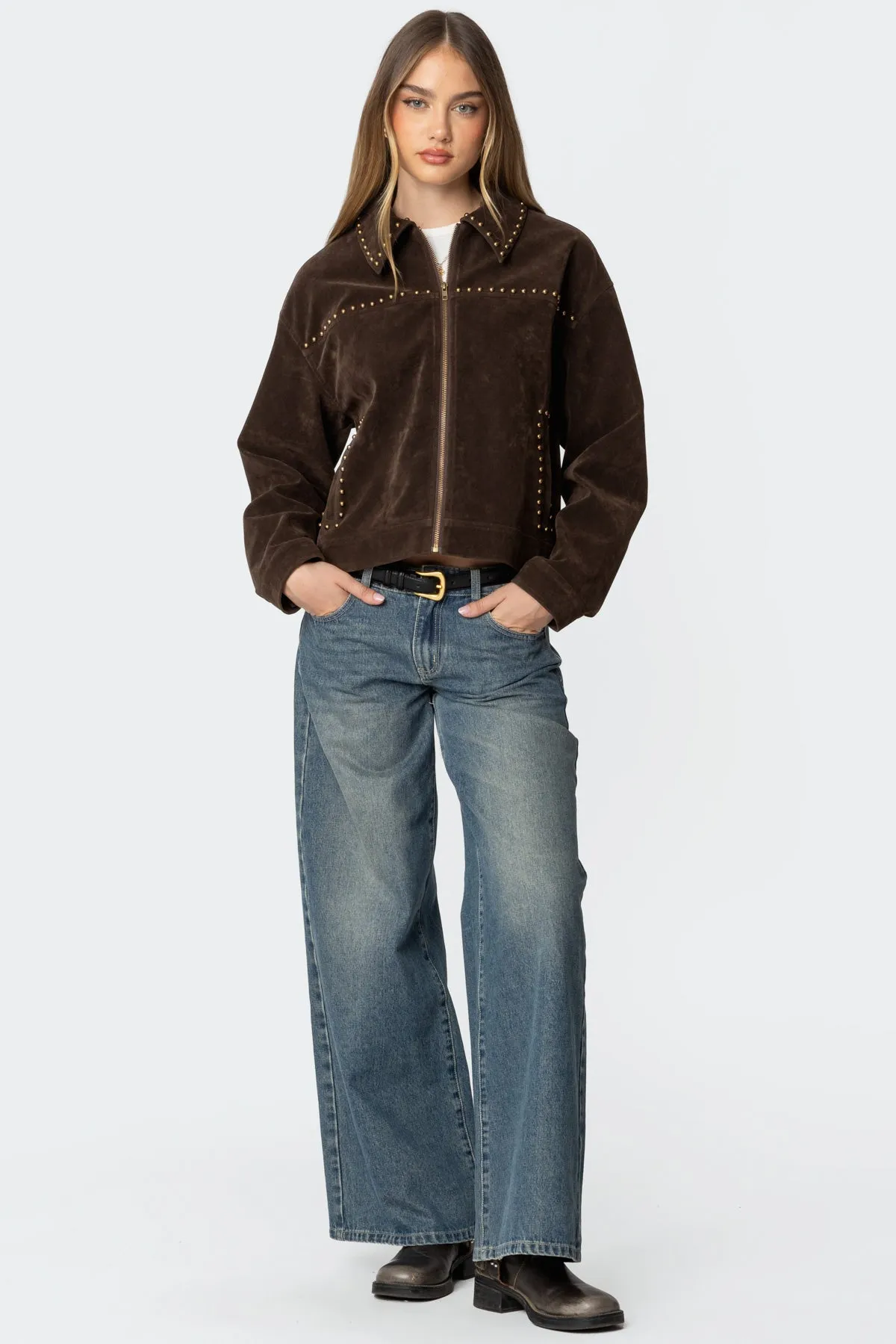 Memphis Studded Faux Suede Jacket sold by Edikted product image thumbnail 2