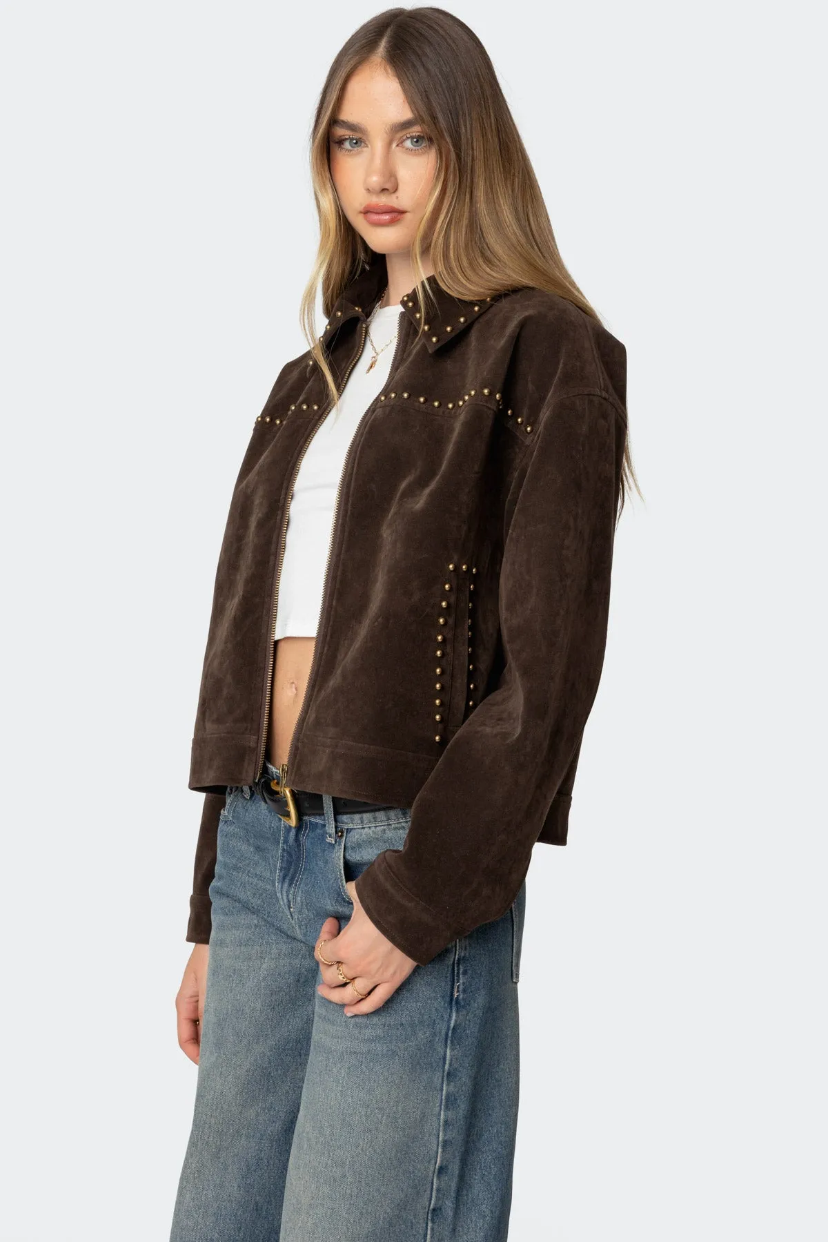 Memphis Studded Faux Suede Jacket sold by Edikted product image thumbnail 3