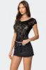 Lacey Mesh Cowl Neck Top sold by Edikted
