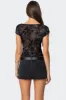 Lacey Mesh Cowl Neck Top sold by Edikted