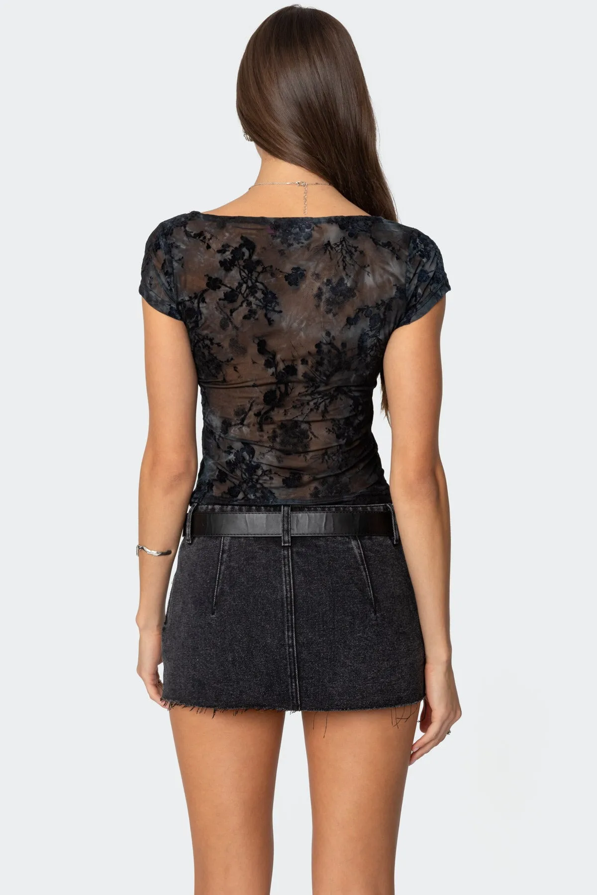 Lacey Mesh Cowl Neck Top sold by Edikted product image thumbnail 5