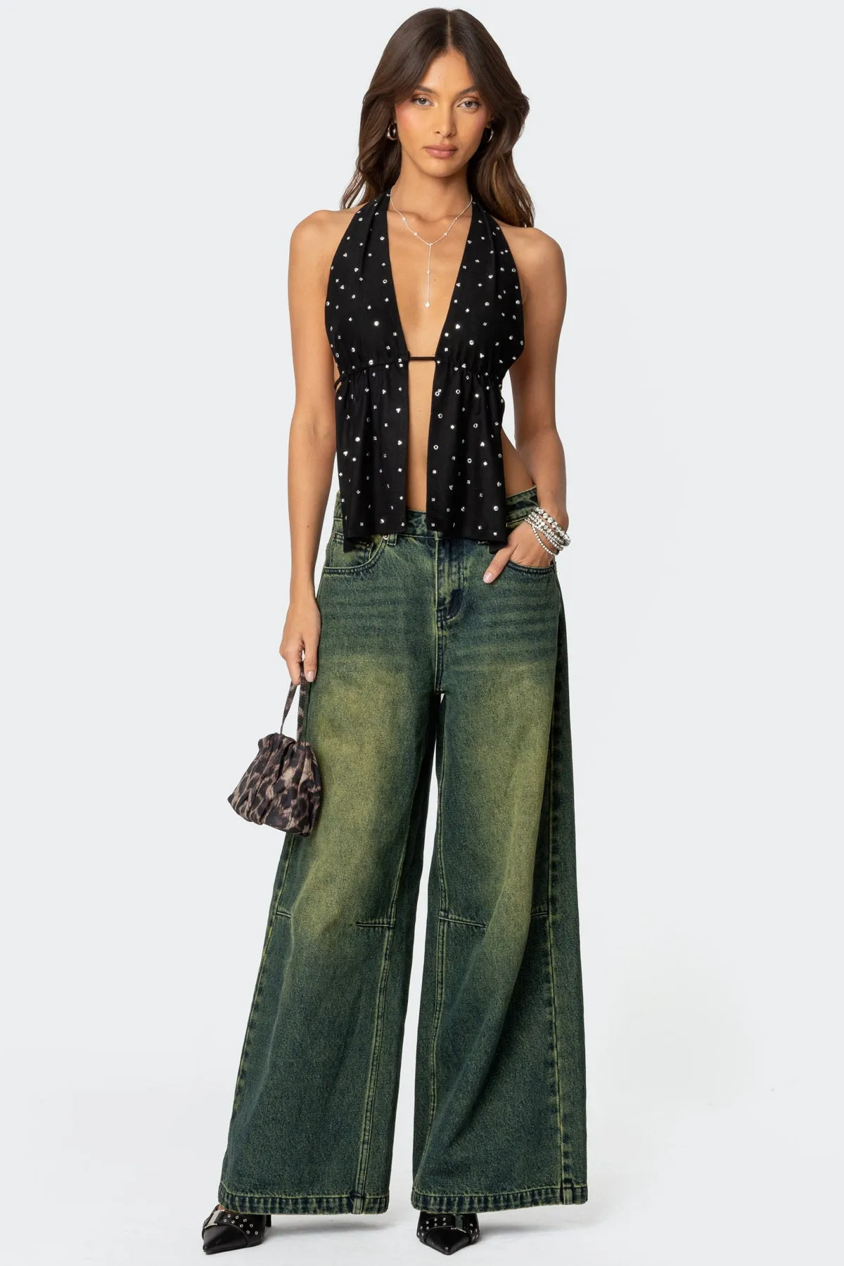 Studded Open Back Halter Top sold by Edikted product image thumbnail 2