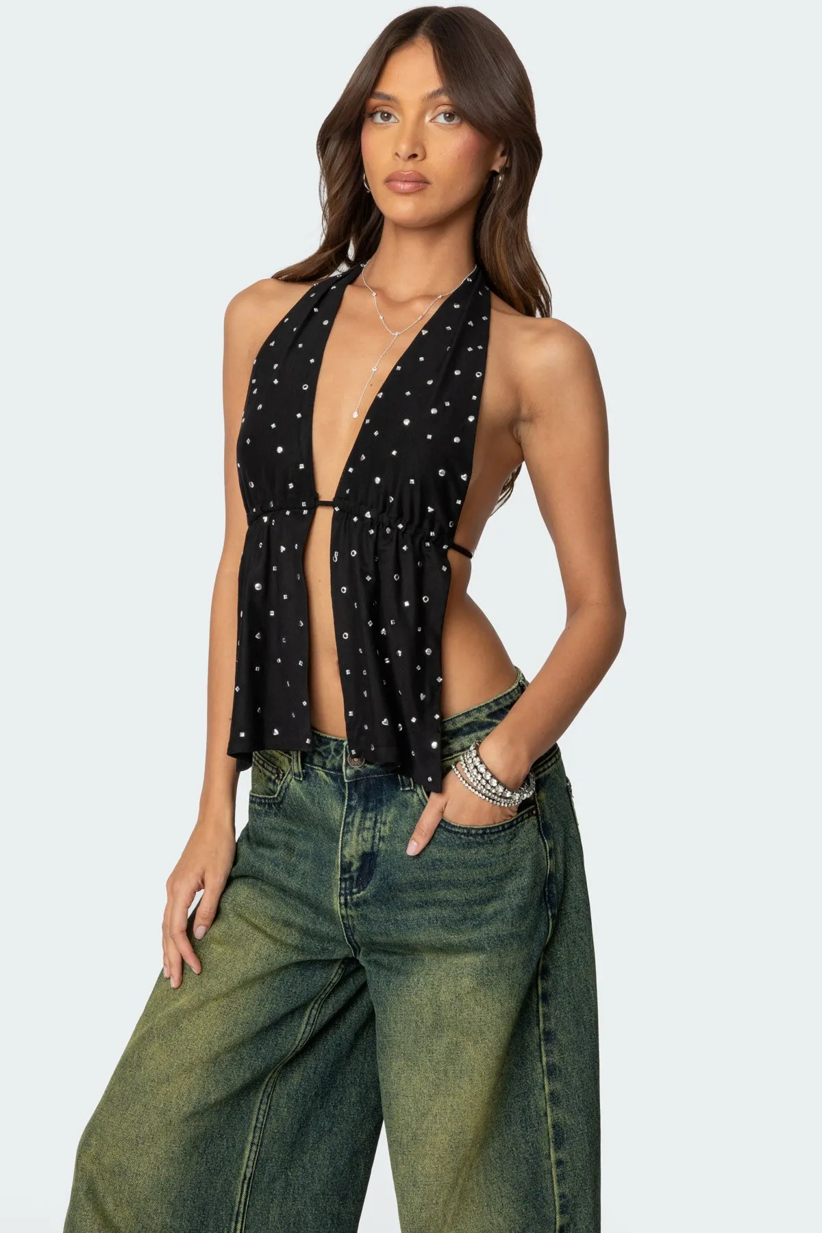 Studded Open Back Halter Top sold by Edikted product image thumbnail 4