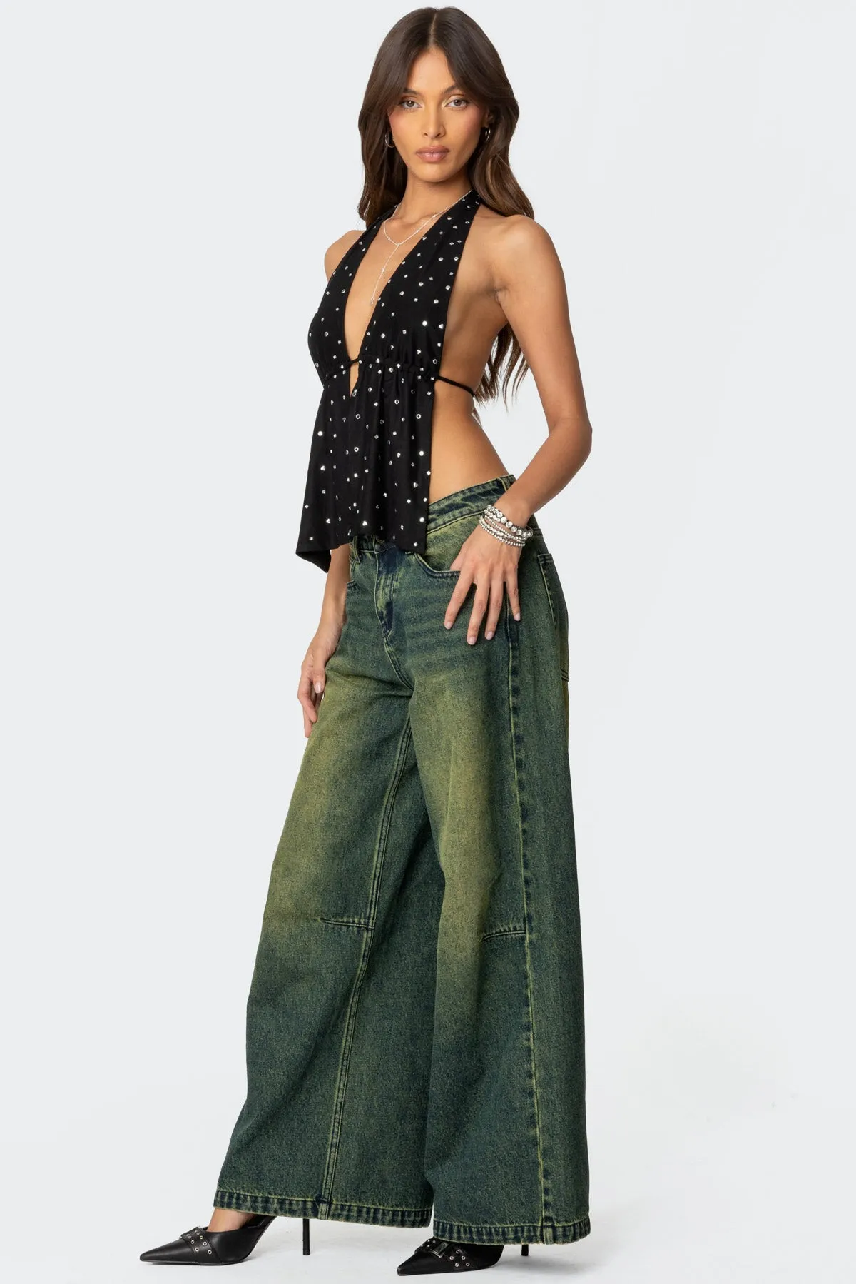 Studded Open Back Halter Top sold by Edikted product image thumbnail 3