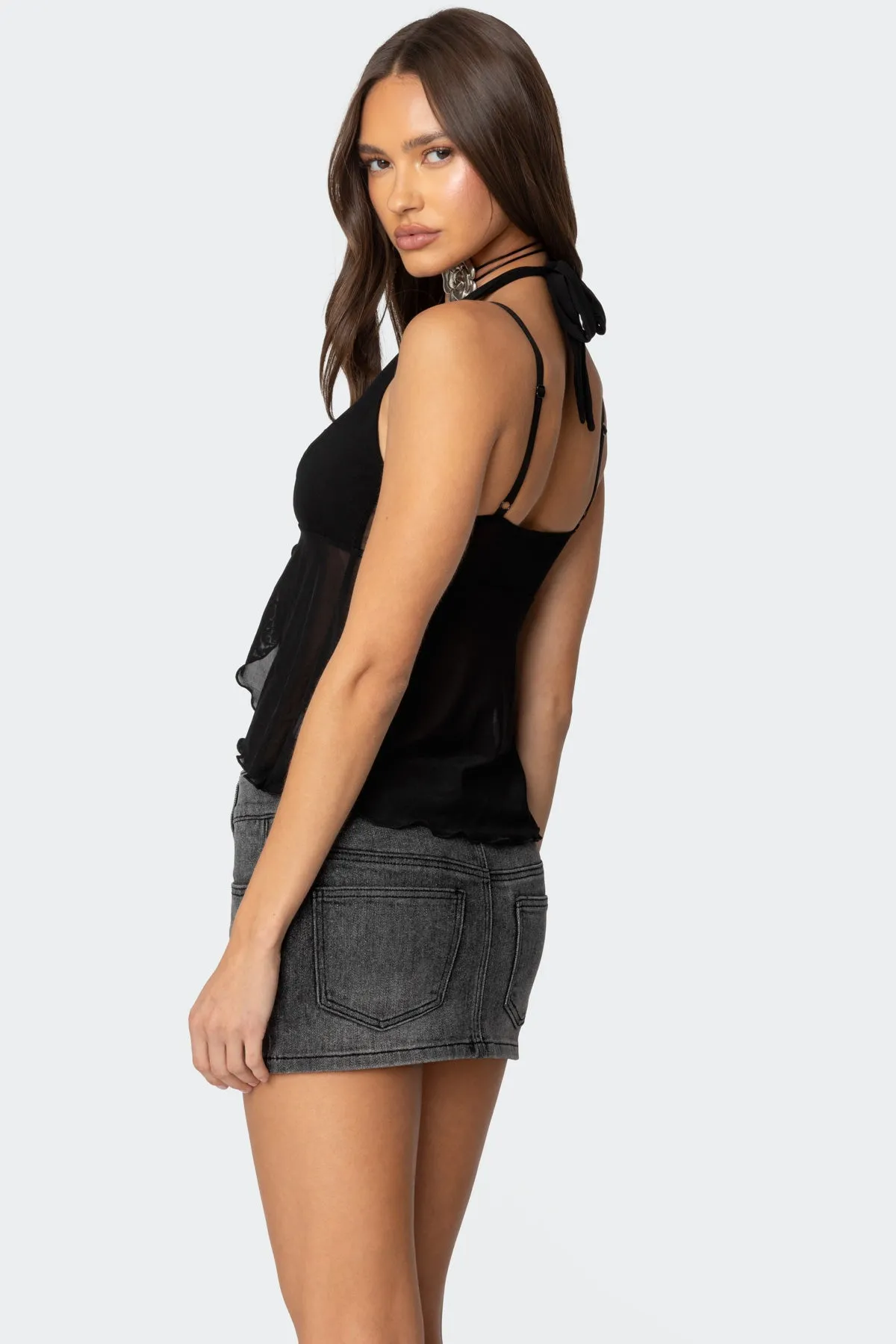 Mesh Split Front Bandeau Halter Top sold by Edikted product image thumbnail 5