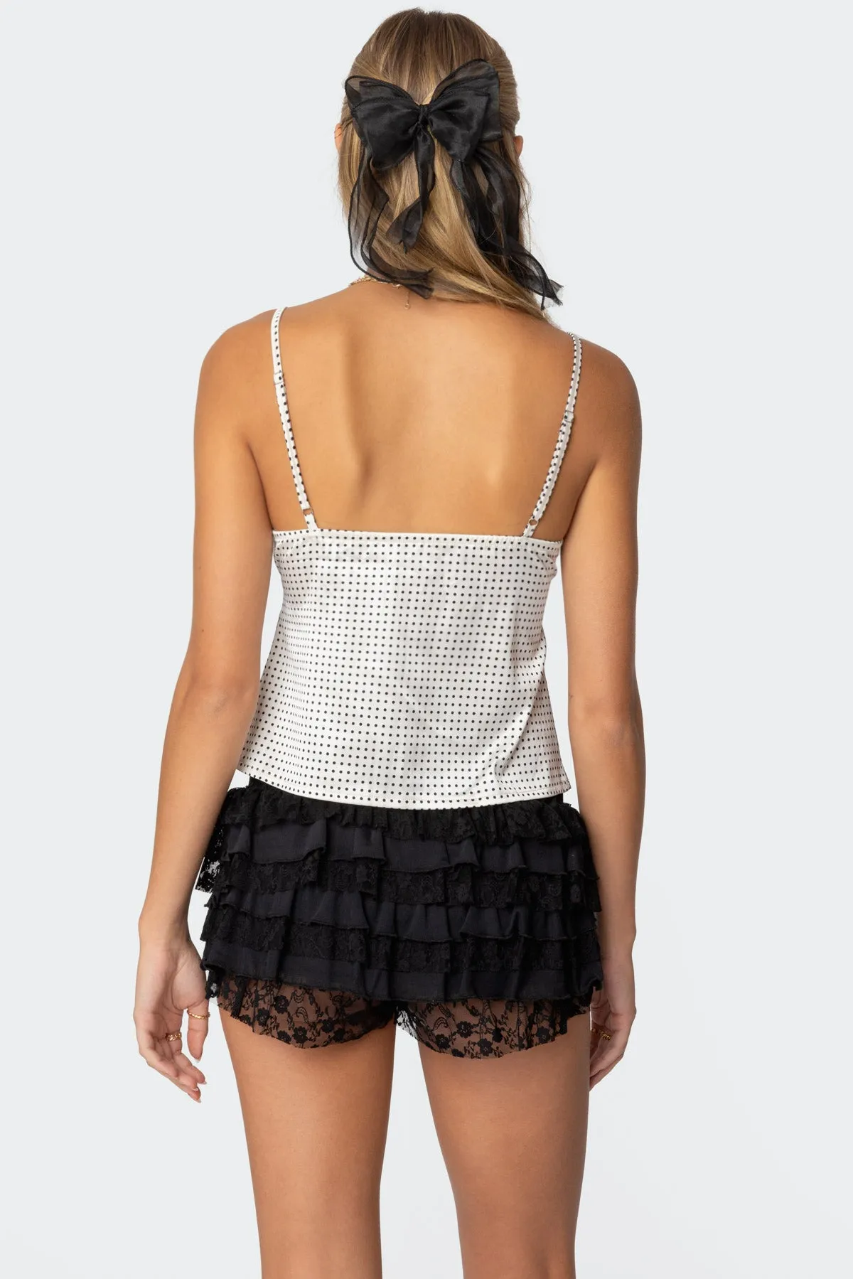 Polka Dot Satin Effect Lace Trim Top sold by Edikted product image thumbnail 5