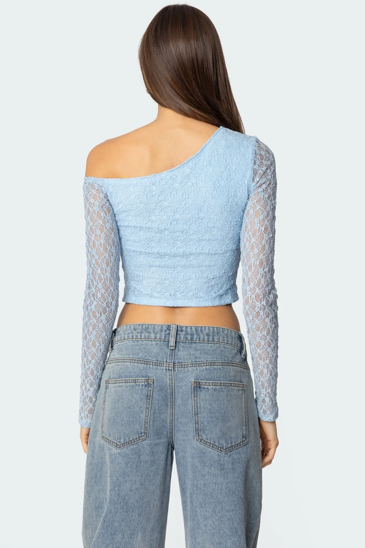 Fabia Asymmetric Textured Lace Top sold by Edikted product image thumbnail 5