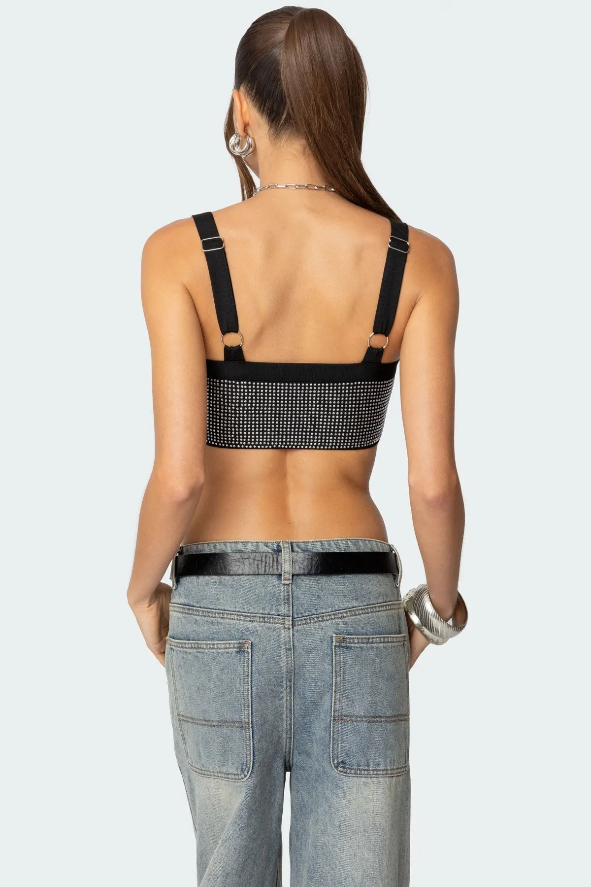 Rhinestone Ribbed Crop Top sold by Edikted product image thumbnail 4
