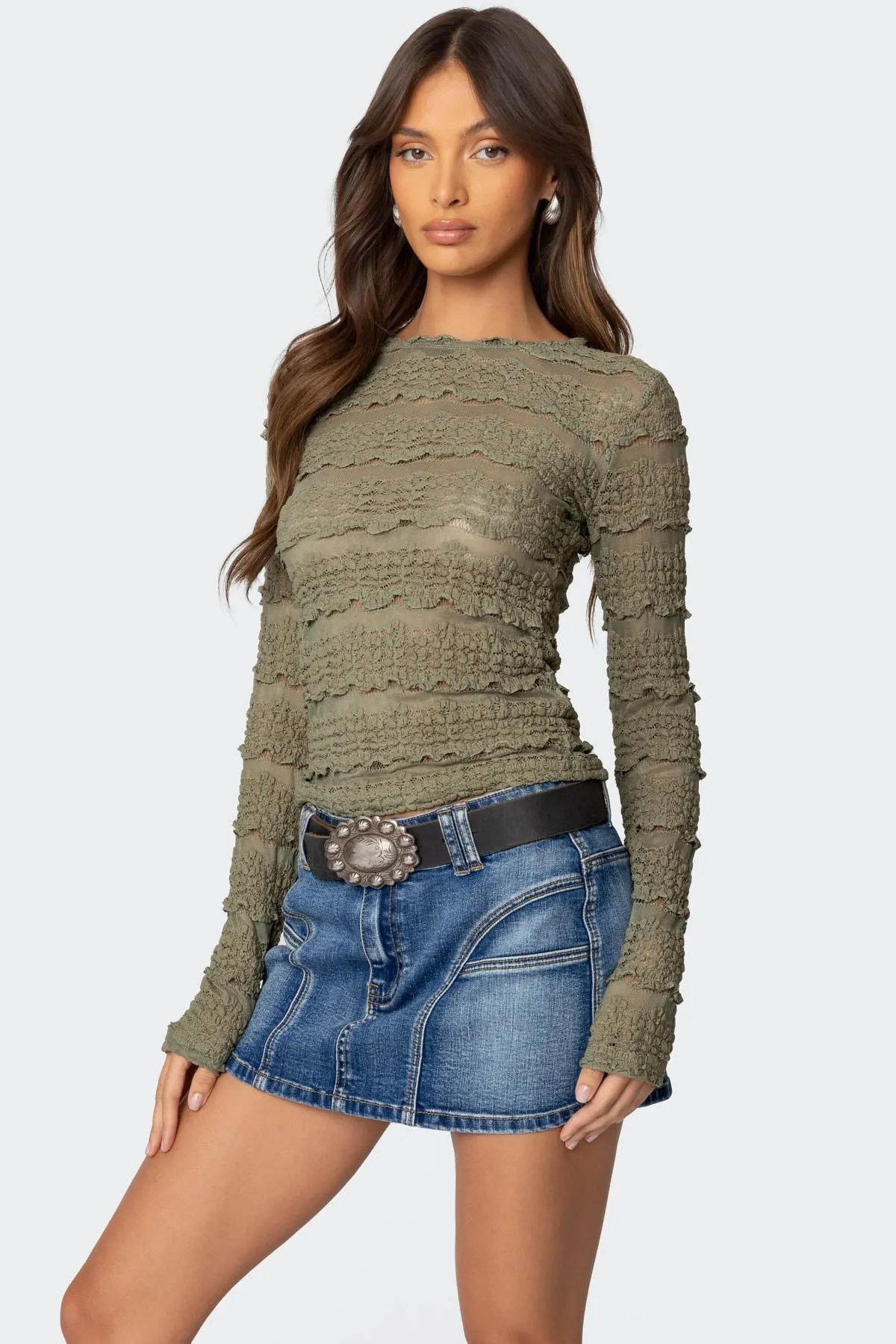 Daisey Textured Sheer Lace Top sold by Edikted product image thumbnail 4