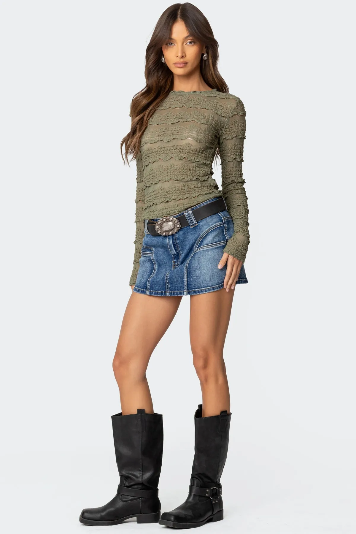 Daisey Textured Sheer Lace Top sold by Edikted product image thumbnail 2