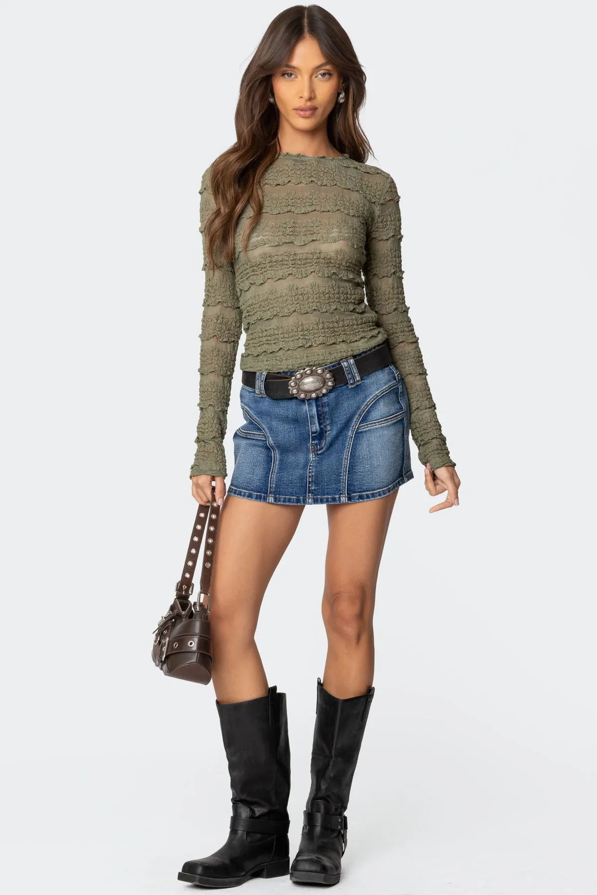 Daisey Textured Sheer Lace Top sold by Edikted product image thumbnail 3