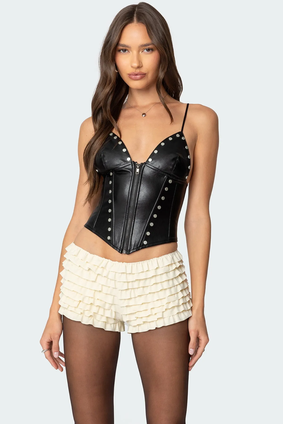 Studded Faux Leather Corset sold by Edikted
