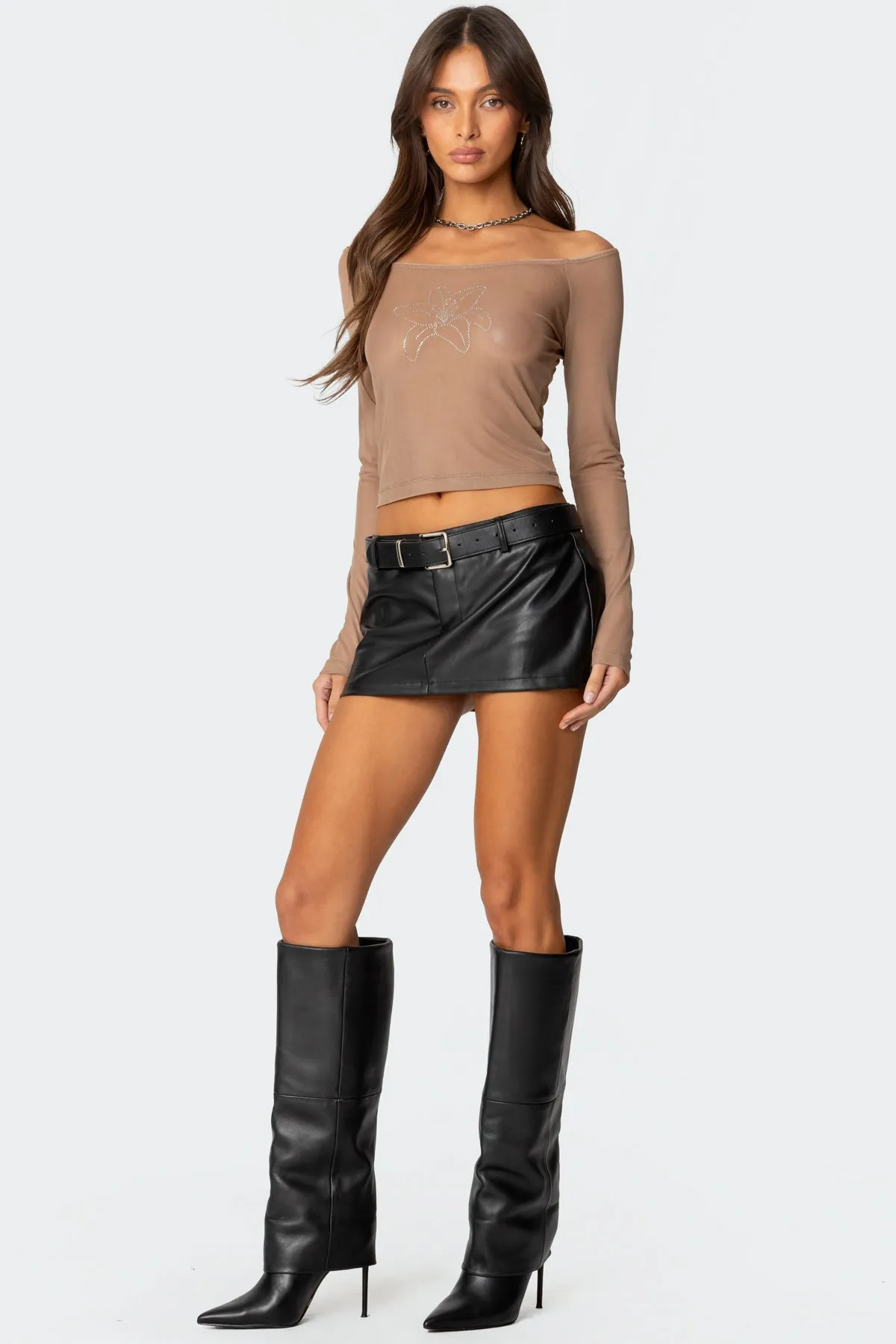 Lilyan Rhinestone Sheer Mesh Top sold by Edikted product image thumbnail 4