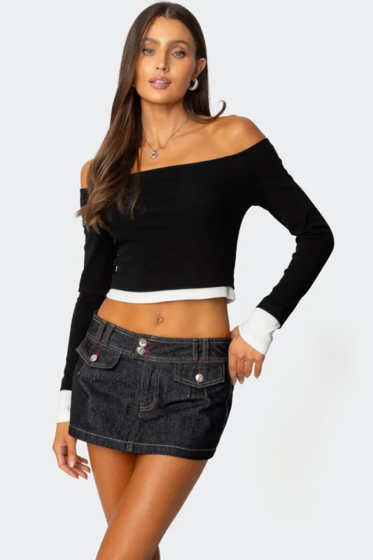 Jovi Layered Off Shoulder Top sold by Edikted