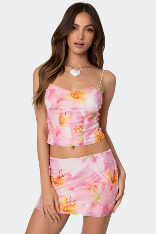 Stassi Cowl Neck Printed Corset sold by Edikted
