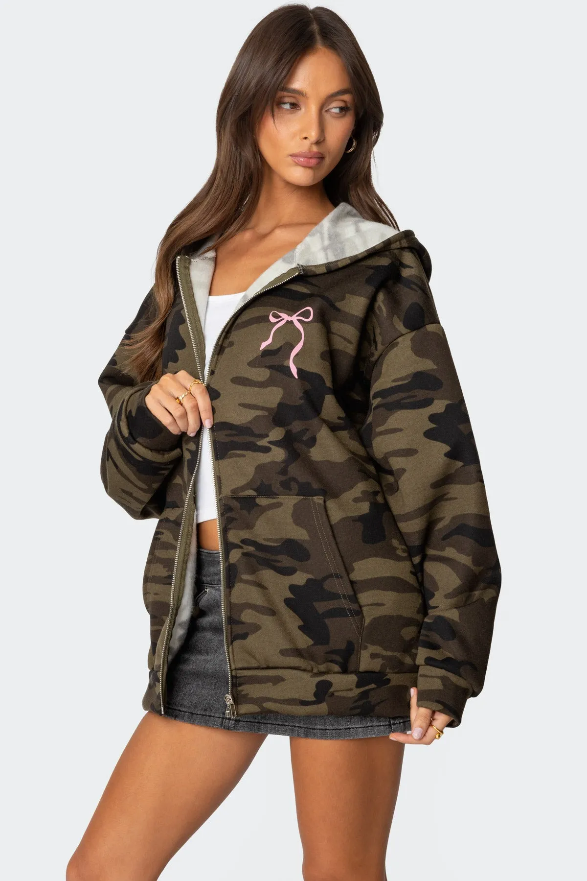 Camo Oversized Bow Detail Hoodie sold by Edikted product image thumbnail 4