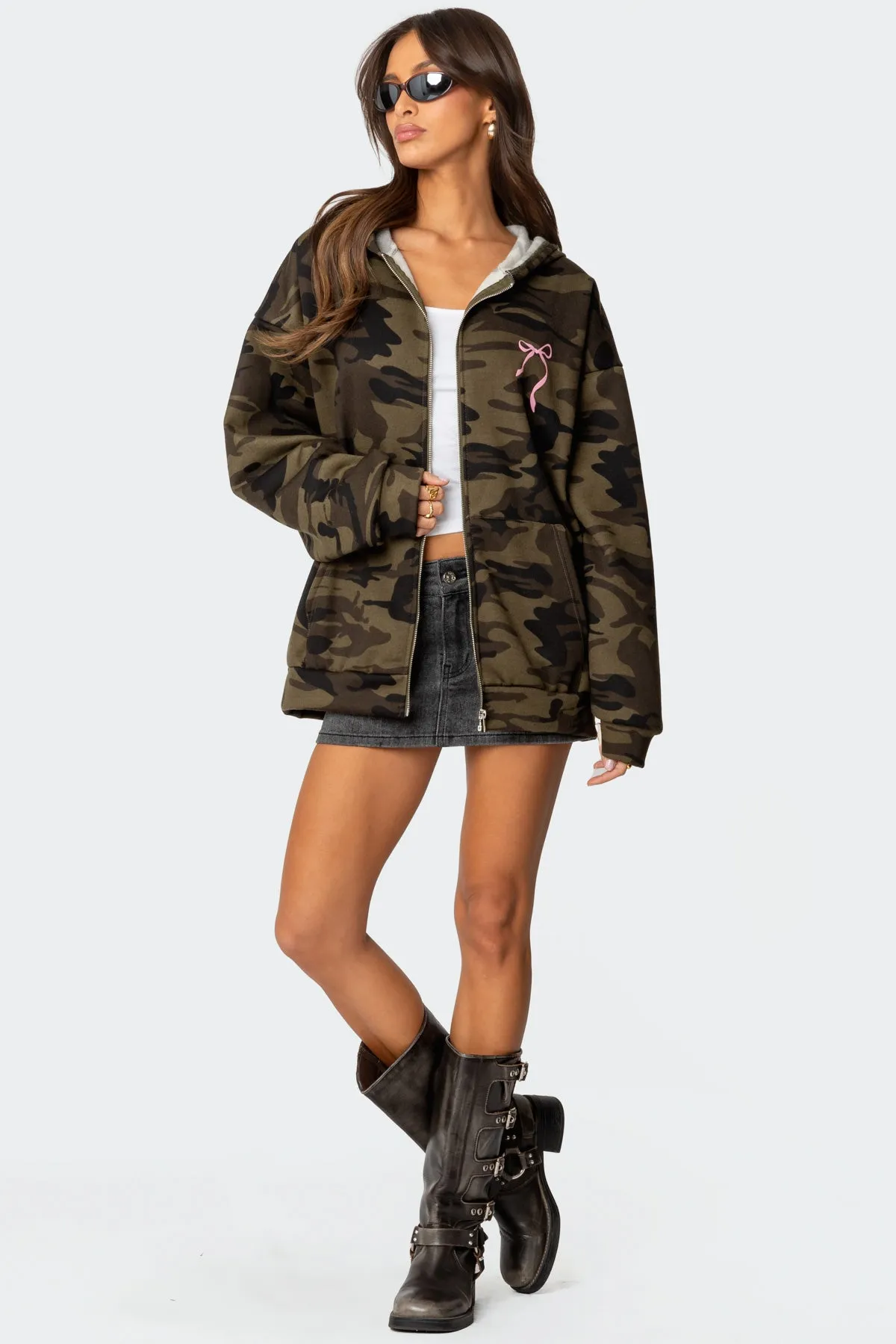 Camo Oversized Bow Detail Hoodie sold by Edikted product image thumbnail 2