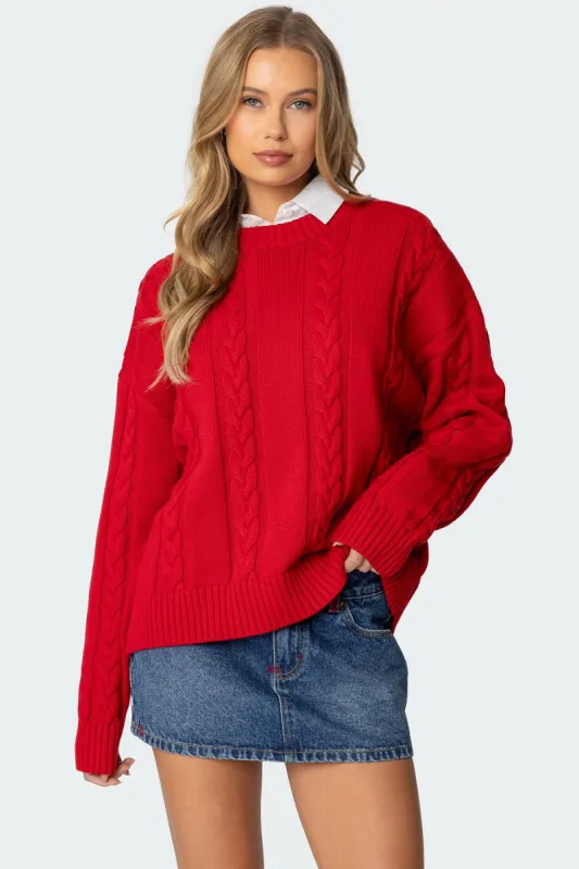 Acacia Oversized Cable Knit Sweater sold by Edikted