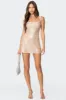 Backless Sequin Cowl Neck Mini Dress sold by Edikted