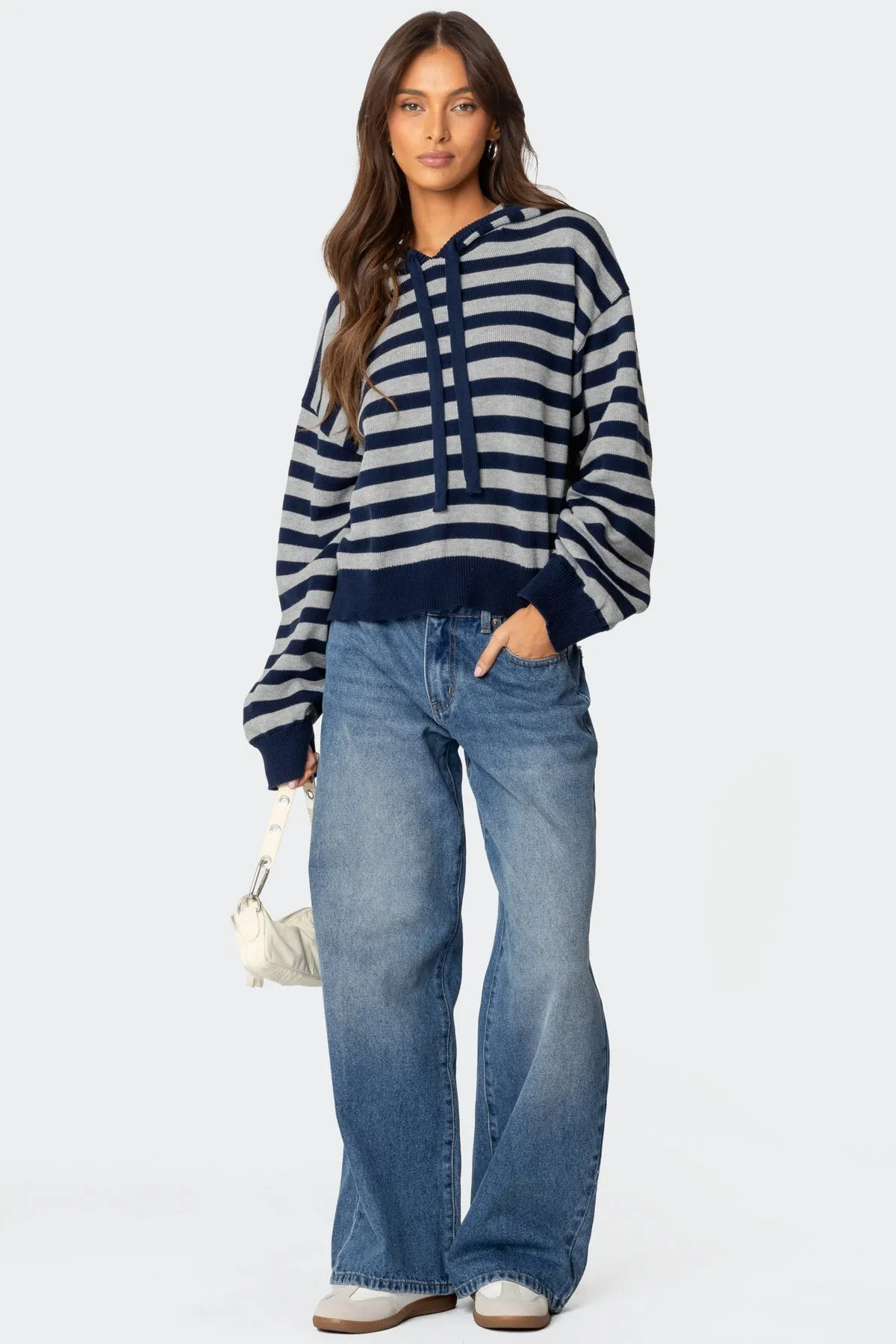 Striped Hooded Knit Sweater sold by Edikted product image thumbnail 2
