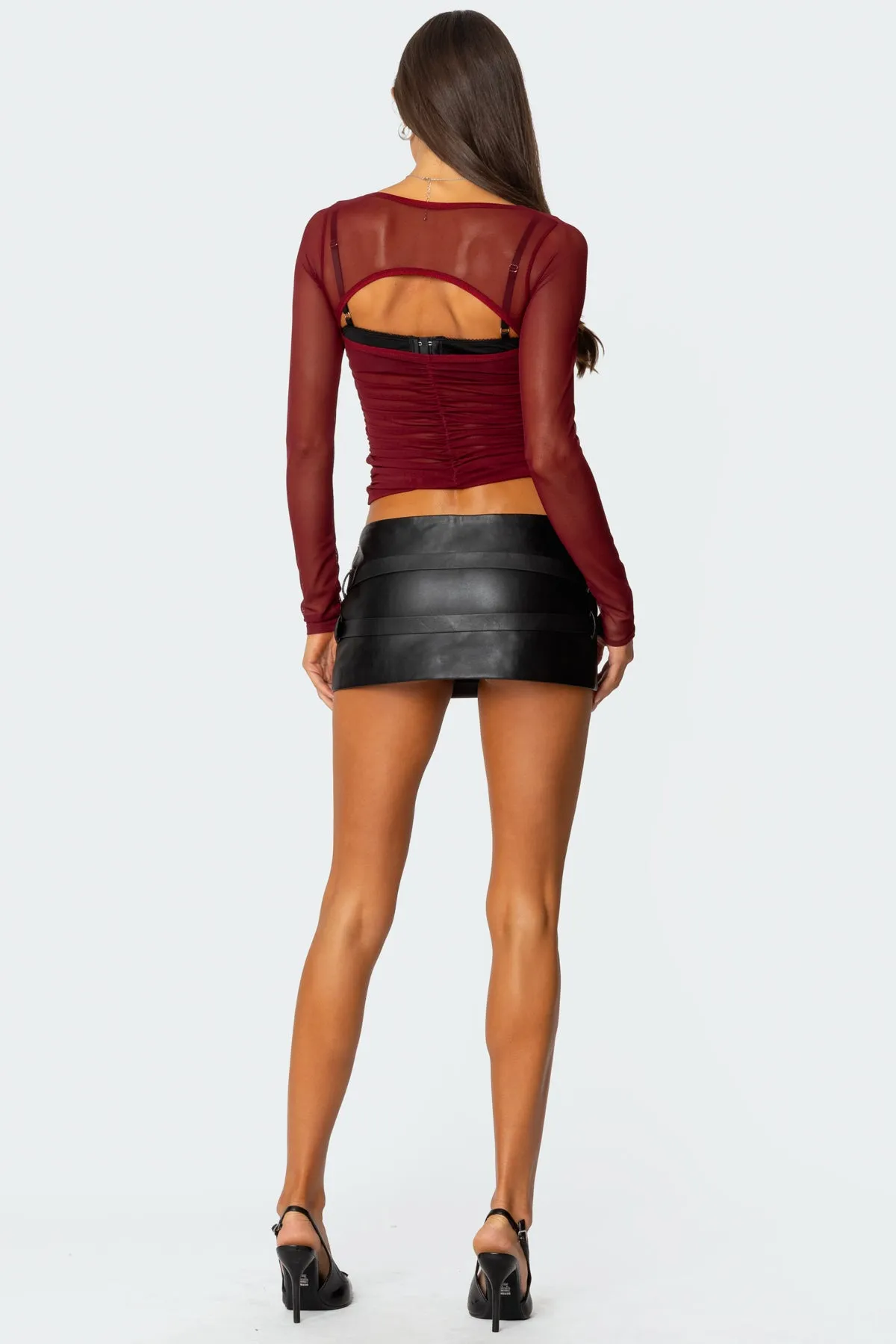 Double Belt Faux Leather Micro Skort sold by Edikted product image thumbnail 5