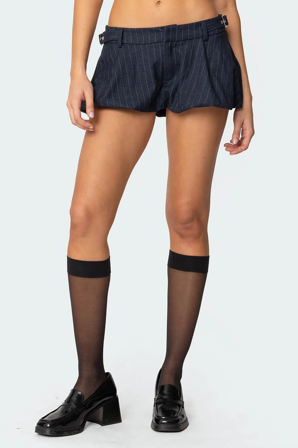 Buckled Pinstripe Bubble Mini Skort sold by Edikted product image thumbnail 2